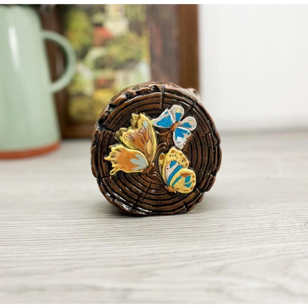 Vintage Ceramic Butterfly‎ Piggy Bank: Kitschy Coin Bank Decor